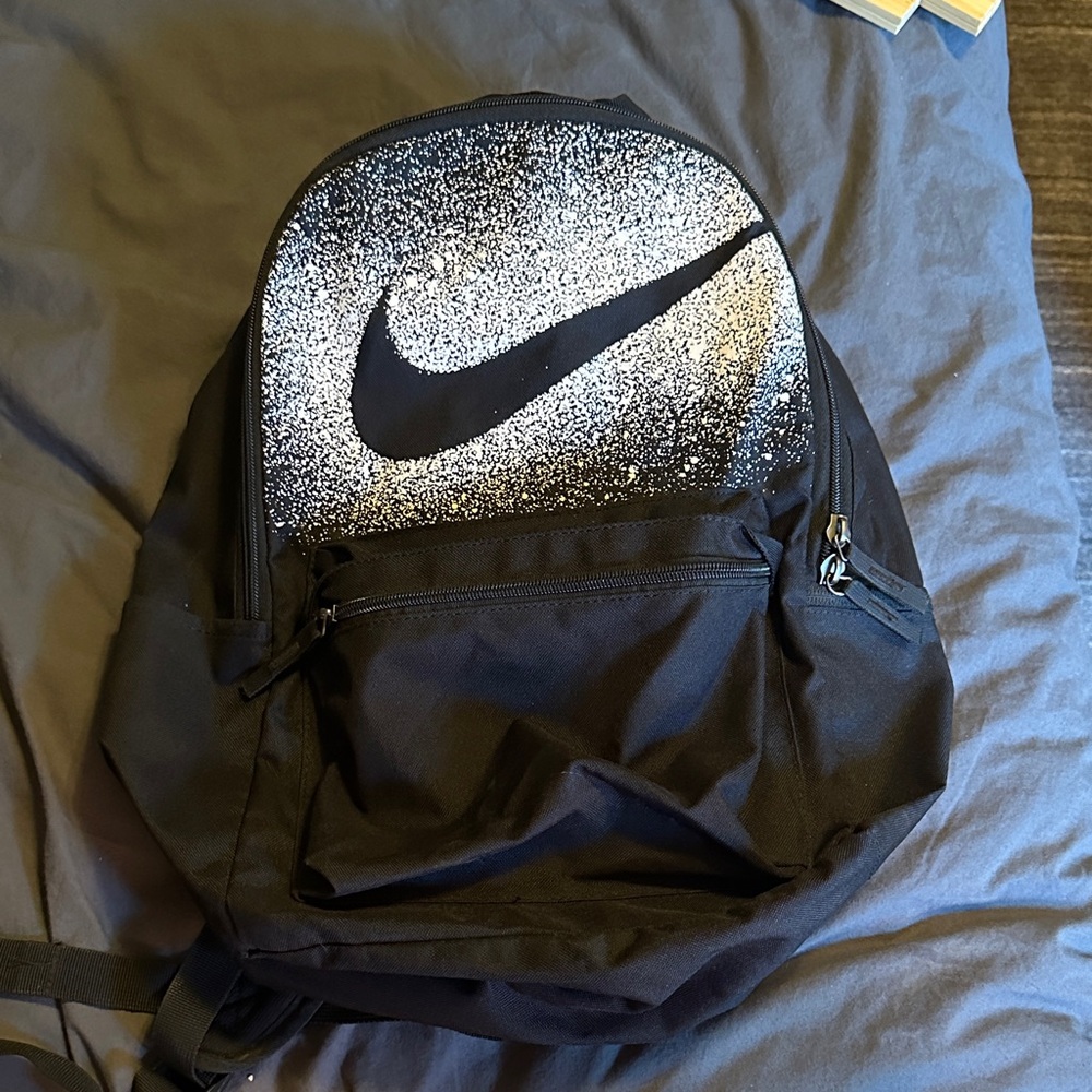 Nike Heritage Rebel Black Backpack with White Speckle Swoosh